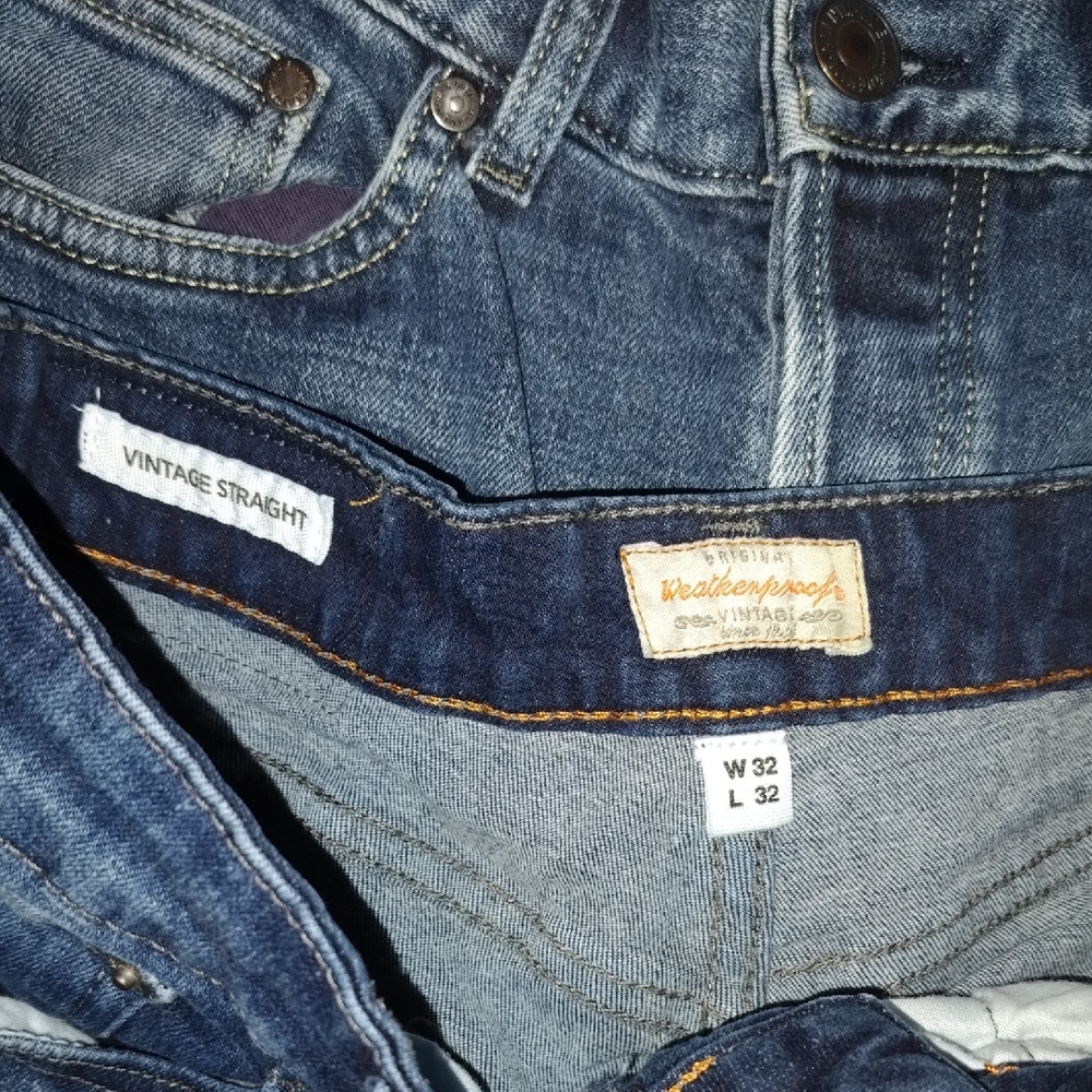 LOT Of 3 HM/ Old Navy/ Weatherproof Men's Dark Blue Straight Cut Jeans 32/32 - Picture 6 of 9